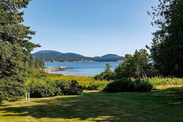 11 Bunkers Ledge Ln, Cranberry Isles, ME 04625 - water view featuring a mountain view