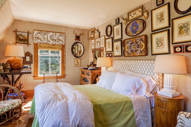 11 Bunkers Ledge Ln, Cranberry Isles, ME 04625 - bedroom featuring wallpapered walls