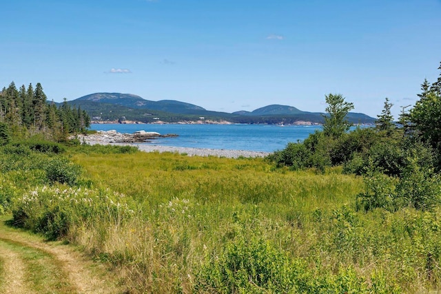 property view of mountains featuring a water view