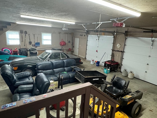 garage with a garage door opener