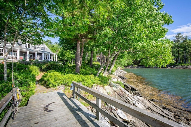 dock area featuring a water view