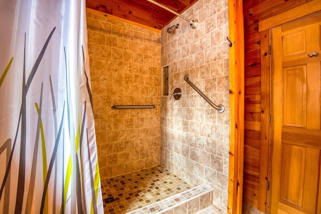 bathroom with a shower with curtain