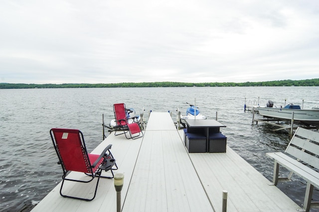 dock area featuring a water view