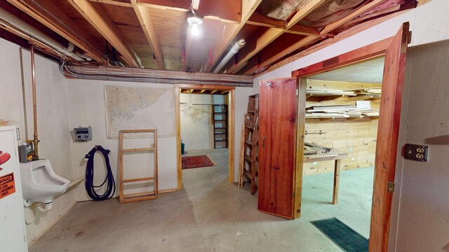 basement with water heater