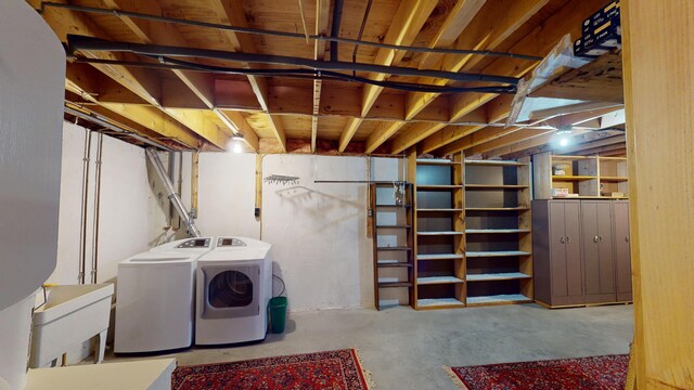 basement with independent washer and dryer