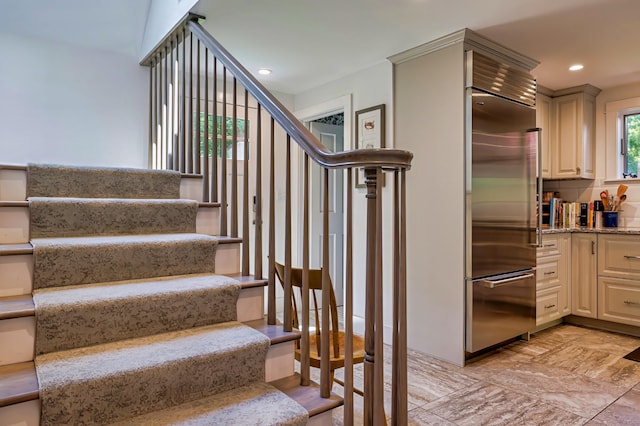 226 Graytown Rd, Sedgwick, ME 04676 - staircase featuring recessed lighting