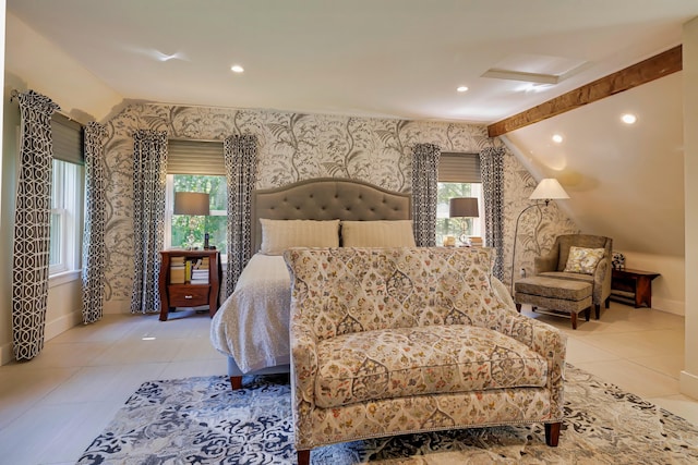 226 Graytown Rd, Sedgwick, ME 04676 - bedroom featuring lofted ceiling, wallpapered walls, and multiple windows
