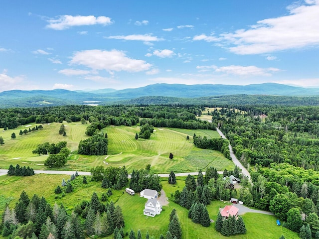 drone / aerial view featuring a mountain view