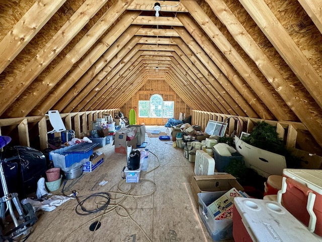 view of unfinished attic