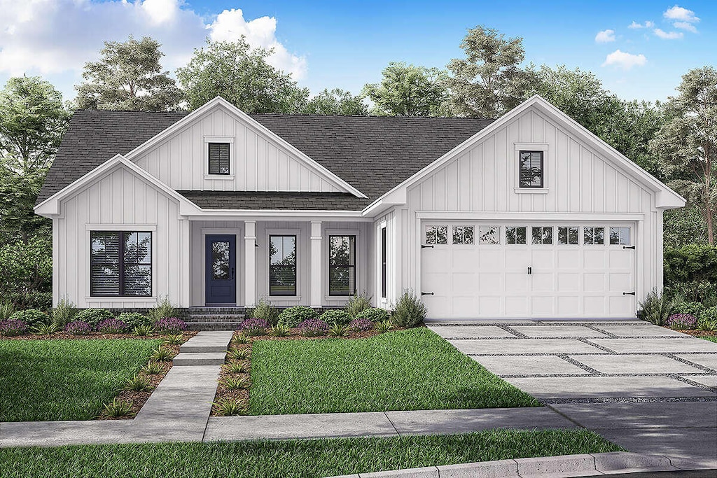 LOT6 Fox Run Ln, Winthrop, ME 04364 - modern inspired farmhouse with a garage, board and batten siding, and roof with shingles