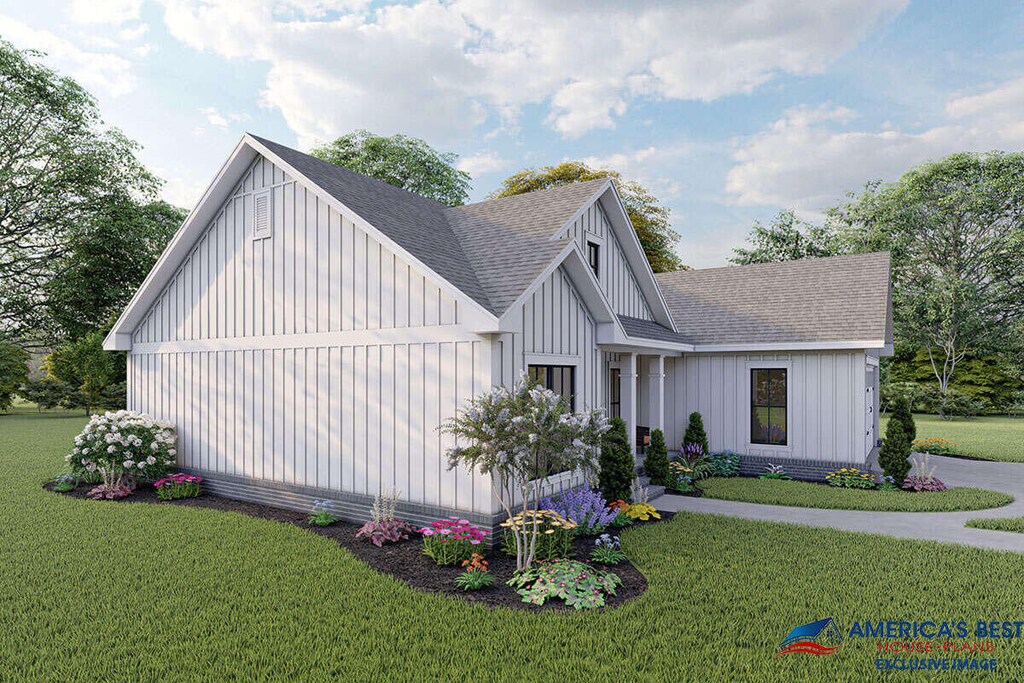 LOT6 Fox Run Ln, Winthrop, ME 04364 - modern inspired farmhouse featuring a shingled roof, a front lawn, and board and batten siding