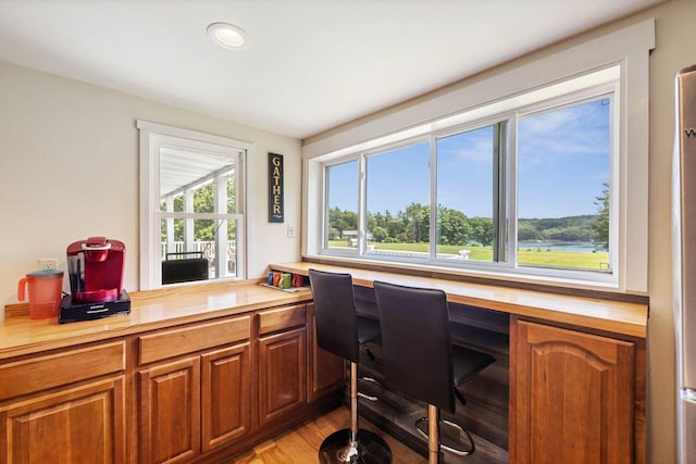 home office featuring light hardwood / wood-style flooring