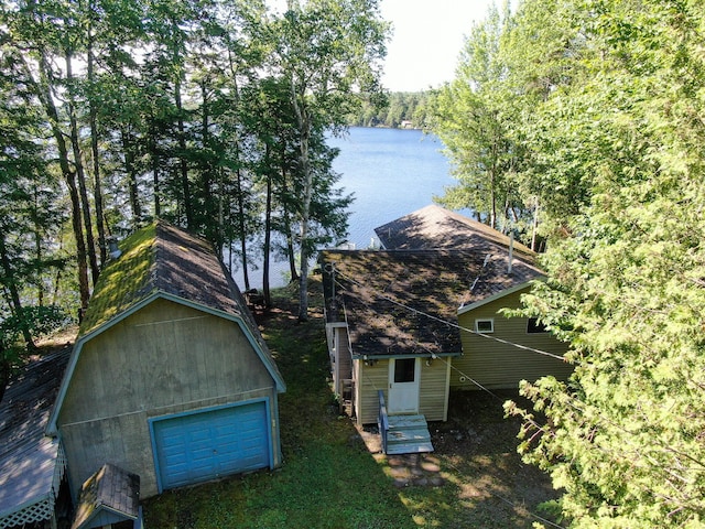 exterior space featuring a water view