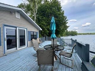 deck with a water view