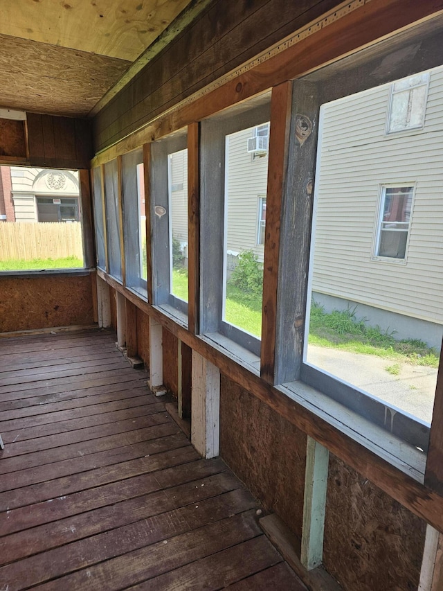 view of unfurnished sunroom