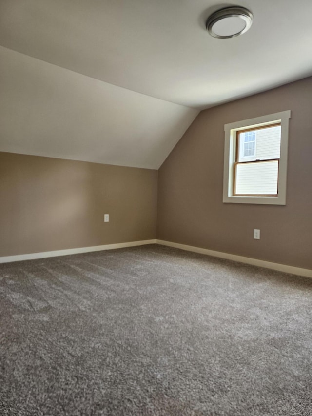 additional living space featuring carpet floors and lofted ceiling