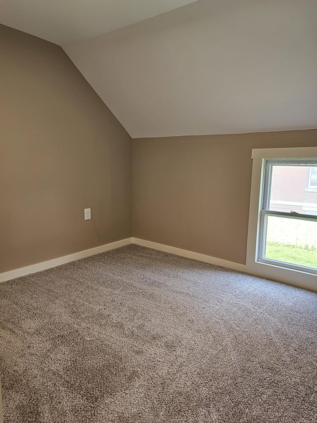 bonus room featuring carpet floors and lofted ceiling