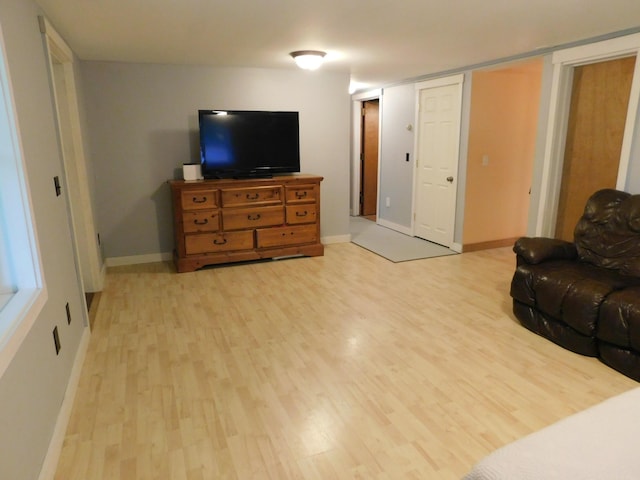 living room with light hardwood / wood-style flooring