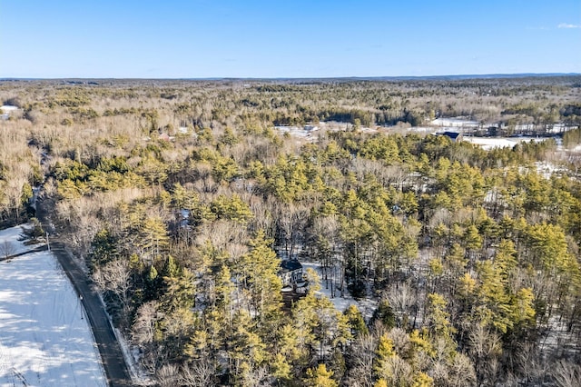 birds eye view of property with a forest view