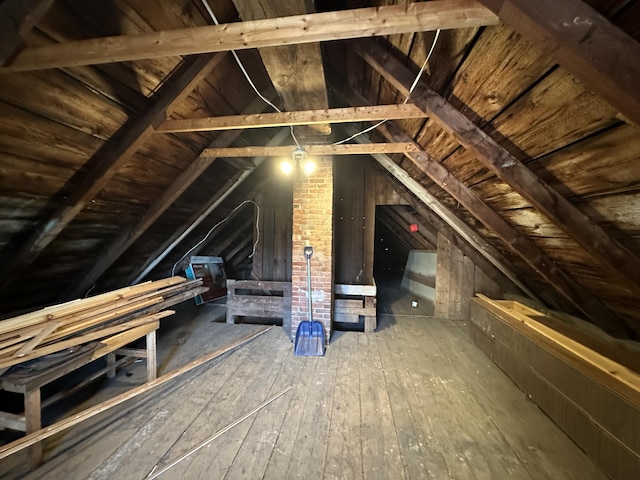 view of unfinished attic