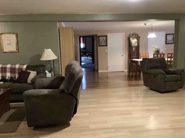 living room with light hardwood / wood-style floors