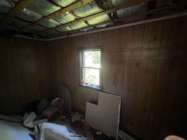 miscellaneous room with wood walls