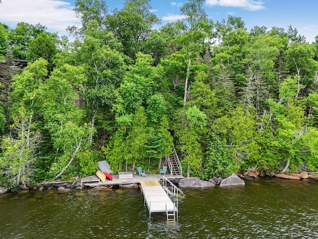 view of dock featuring a water view