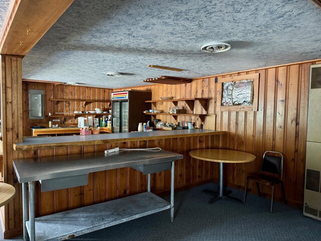 382 Water St, Guilford, ME 04443 - bar area with wood walls, carpet floors, and a heating unit