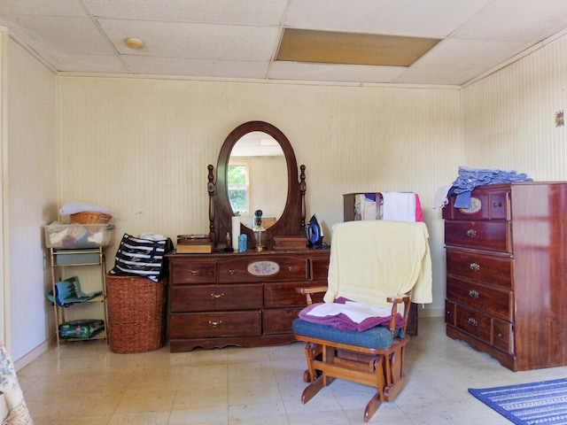 bedroom with a drop ceiling