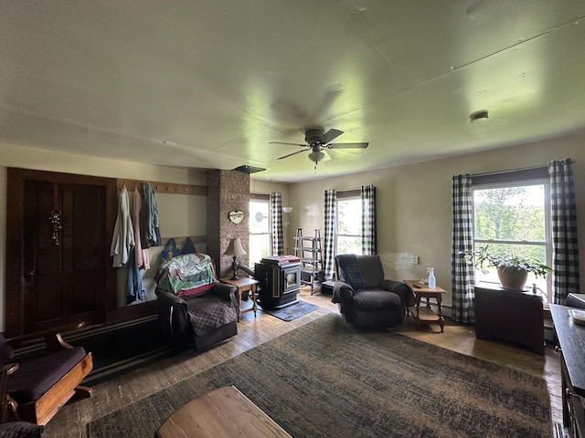 19 River Rd, Oakfield, ME 04763 - bedroom with a ceiling fan and wood finished floors