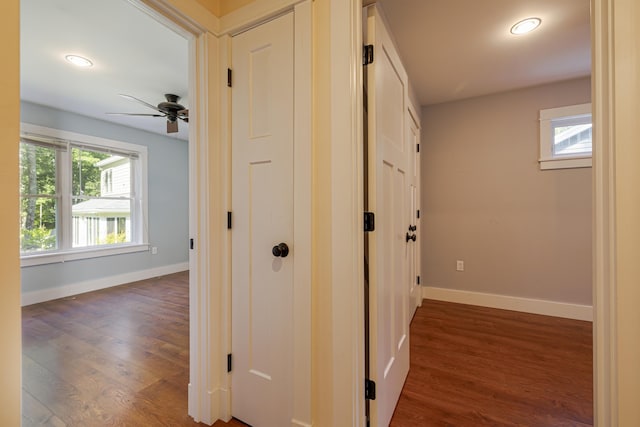 hallway featuring dark hardwood / wood-style floors