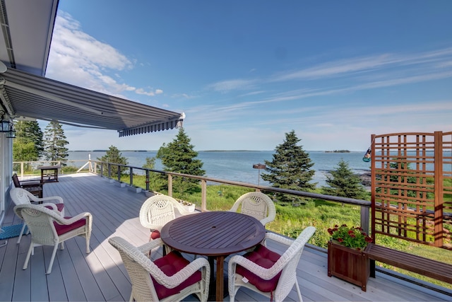 deck with a water view