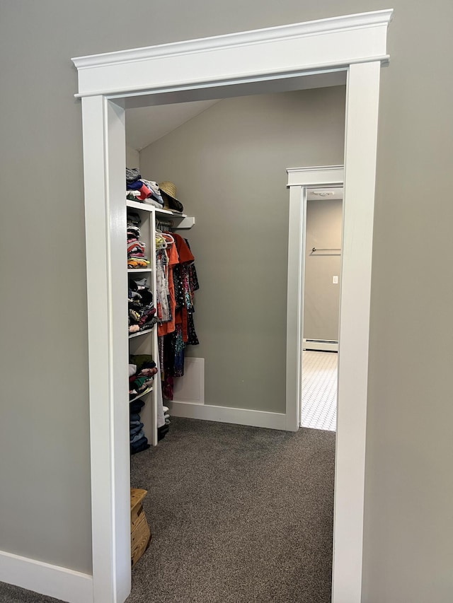 1341 Cape Rd, Limington, ME 04049 - spacious closet featuring a baseboard radiator and carpet flooring