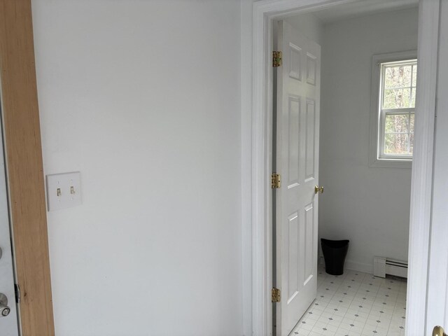 186 Line Rd, Buxton, ME 04093 - bathroom with baseboard heating, tile patterned floors, and baseboards
