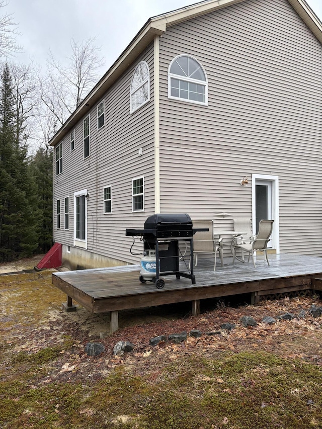 186 Line Rd, Buxton, ME 04093 - rear view of property with a wooden deck