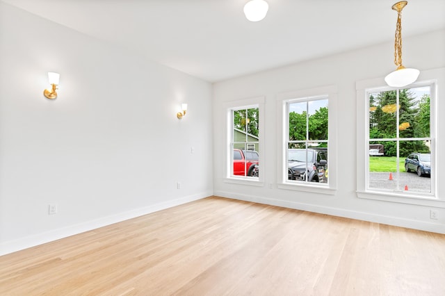 empty room with a wealth of natural light and light wood-type flooring