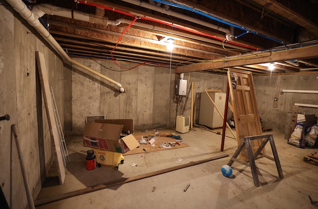 basement with water heater