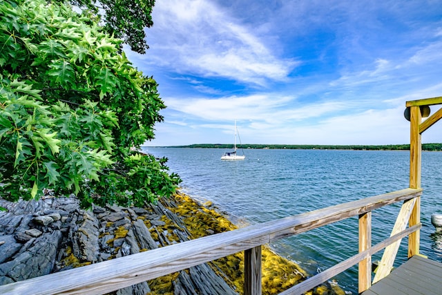 view of dock featuring a water view