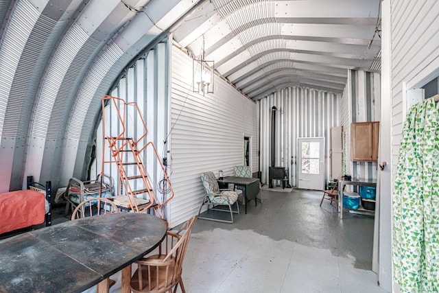 interior space featuring lofted ceiling