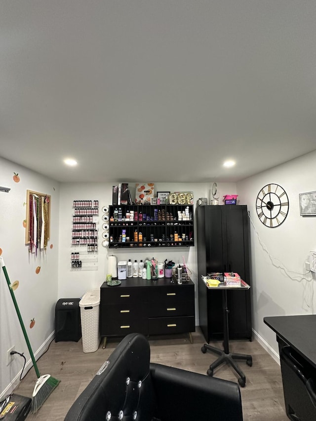 19 Resh Rd, Searsport, ME 04974 - home office with light wood-type flooring and recessed lighting