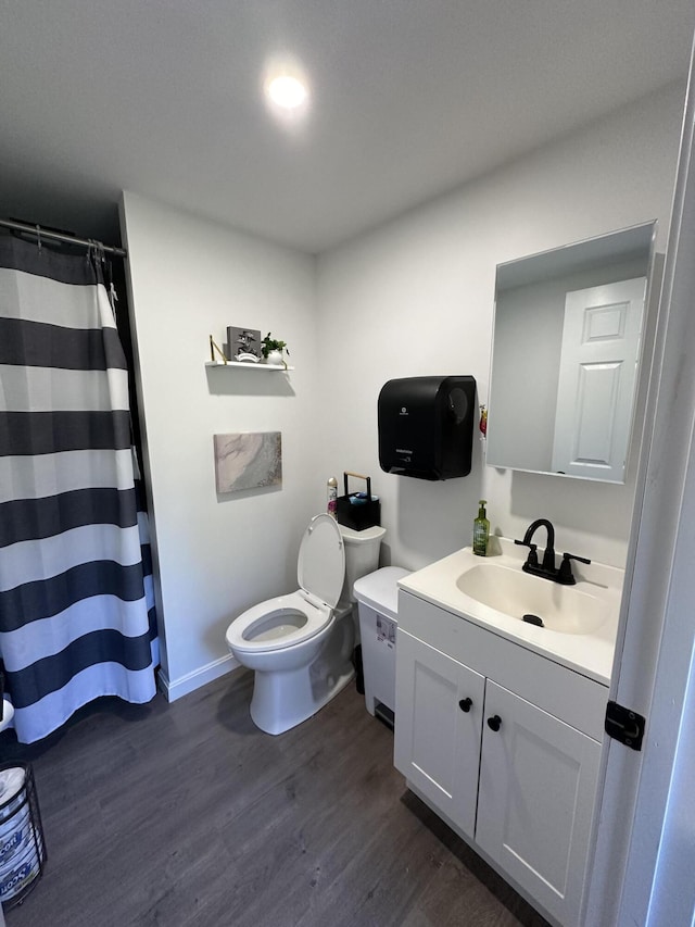 19 Resh Rd, Searsport, ME 04974 - full bath with wood finished floors, vanity, and a shower with curtain