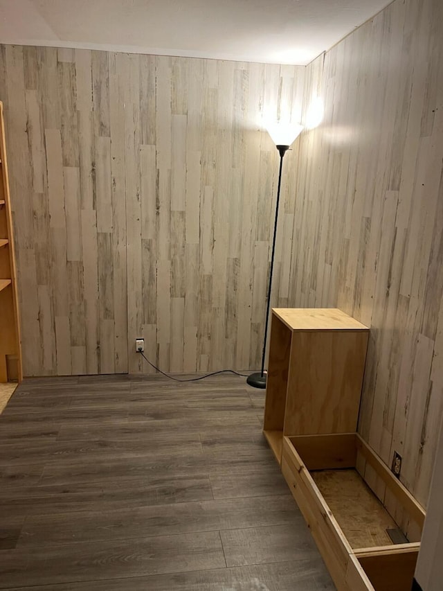 19 Resh Rd, Searsport, ME 04974 - unfurnished dining area with wood finished floors and wooden walls