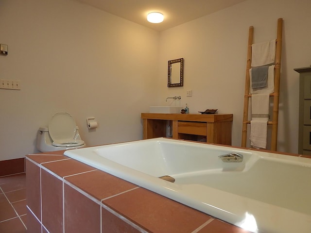 bathroom with tile patterned floors