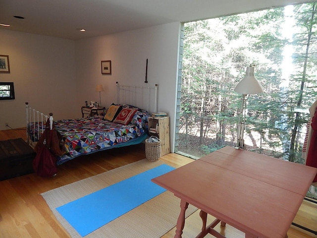 bedroom with light wood-type flooring