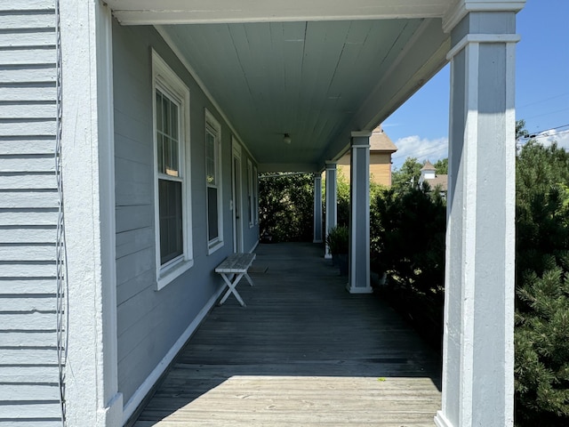 wooden deck with covered porch