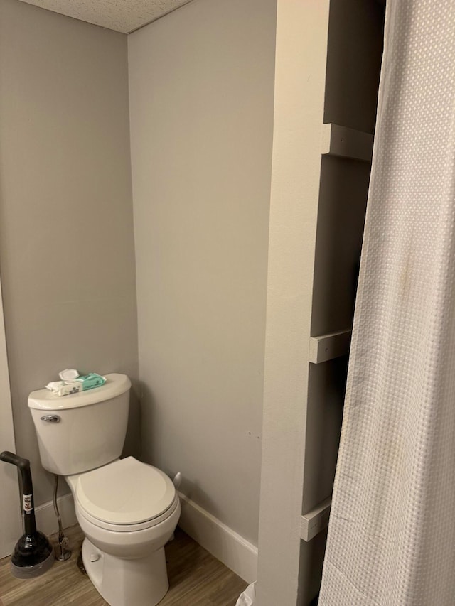 bathroom with hardwood / wood-style flooring and toilet