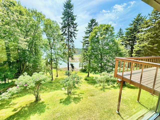 54 Harbor Hills Ln, Addison, ME 04606 - view of yard with a deck with water view