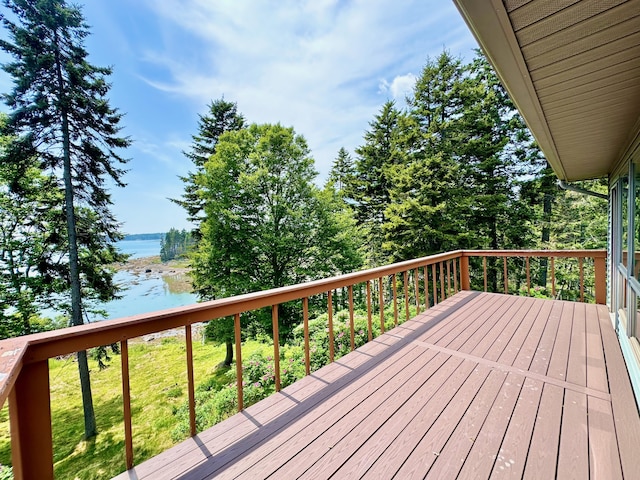 54 Harbor Hills Ln, Addison, ME 04606 - wooden deck with a water view