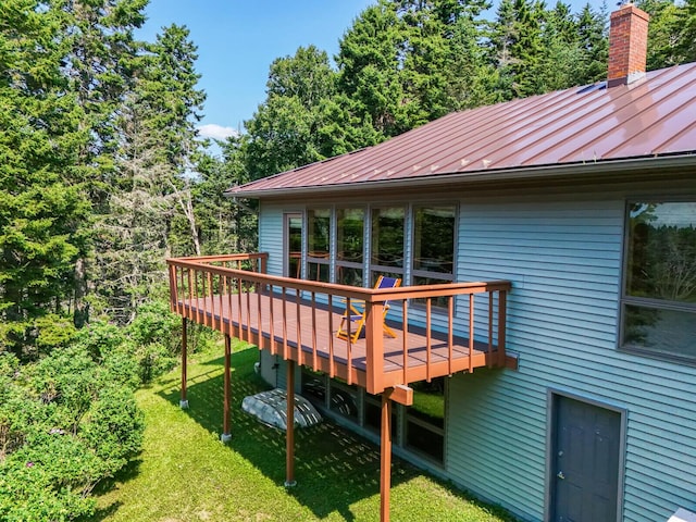 54 Harbor Hills Ln, Addison, ME 04606 - wooden terrace with a yard