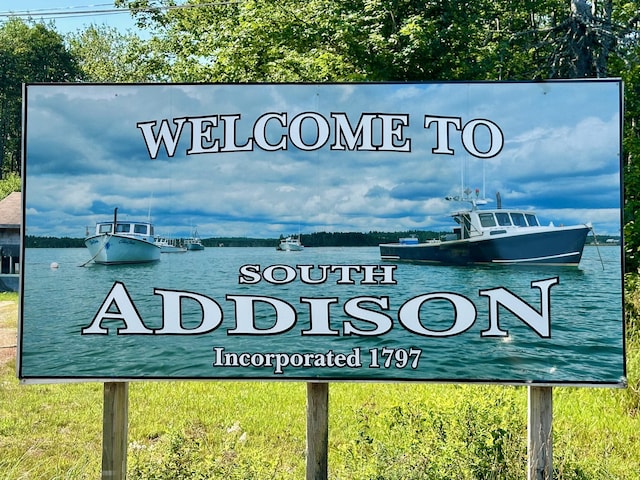54 Harbor Hills Ln, Addison, ME 04606 - community sign featuring a water view